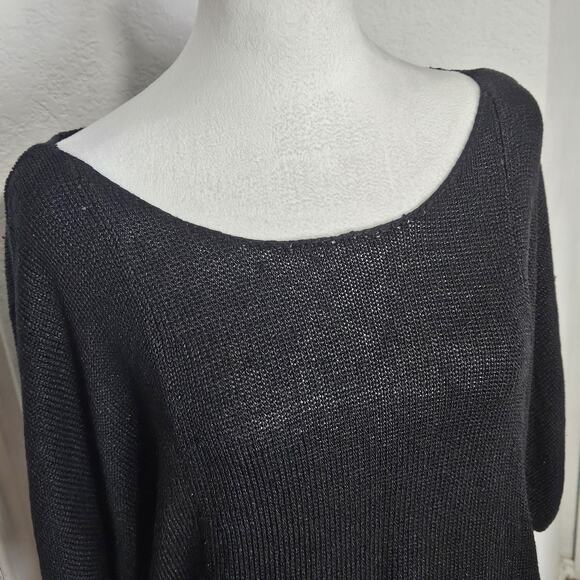 Mossimo Women's Medium Boat Neck Knit Pullover Short Sleeve Black Sweater - Picture 9 of 11